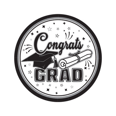 Congrats Grad 7" Dessert Plates - Black (18 Count)