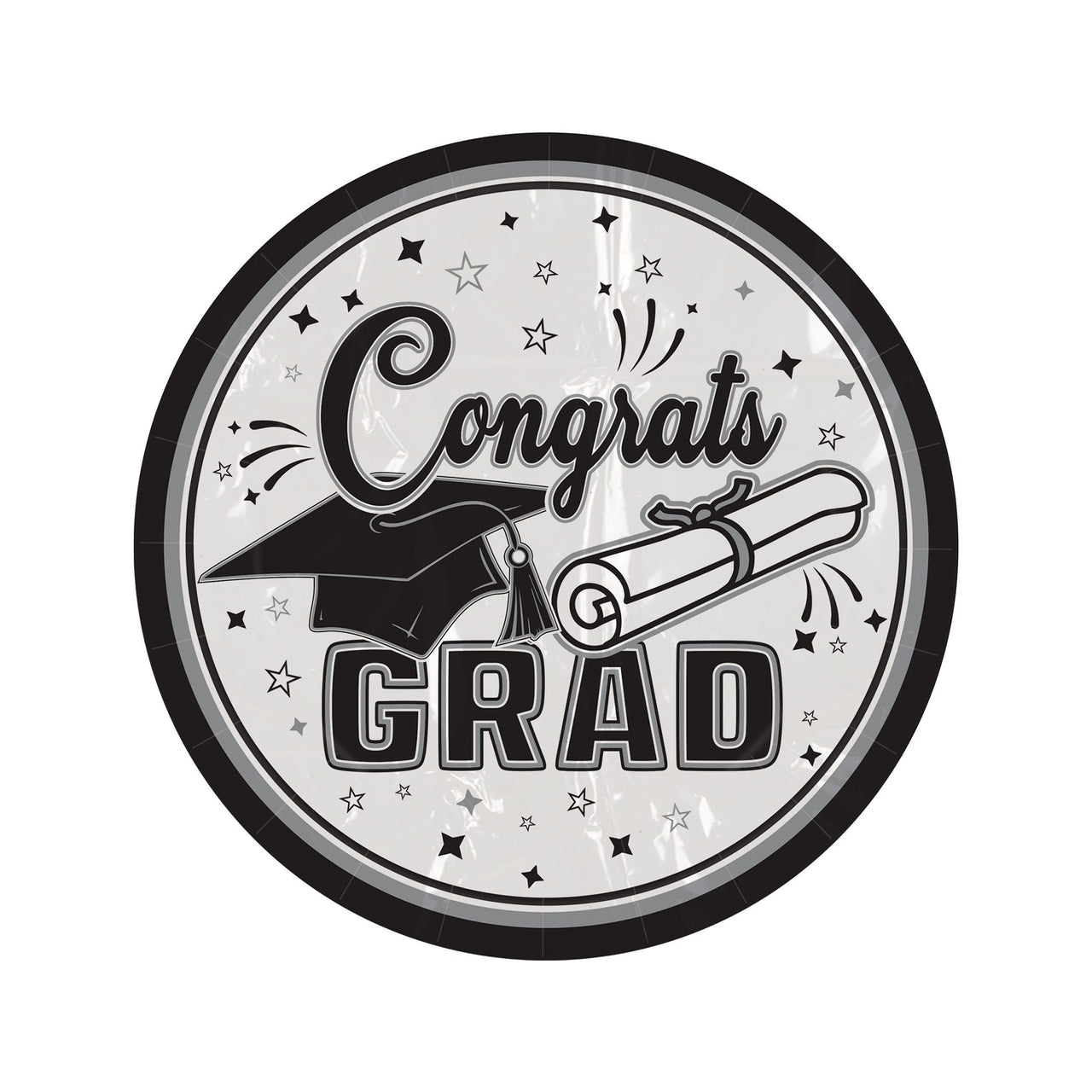 Congrats Grad 7" Dessert Plates - Black (18 Count)