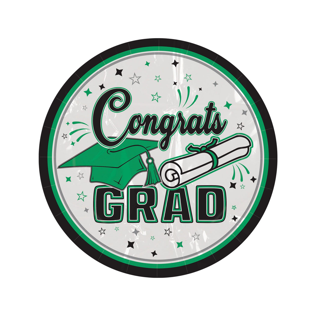 Congrats Grad Green 7" Dessert Plates - 18 Count