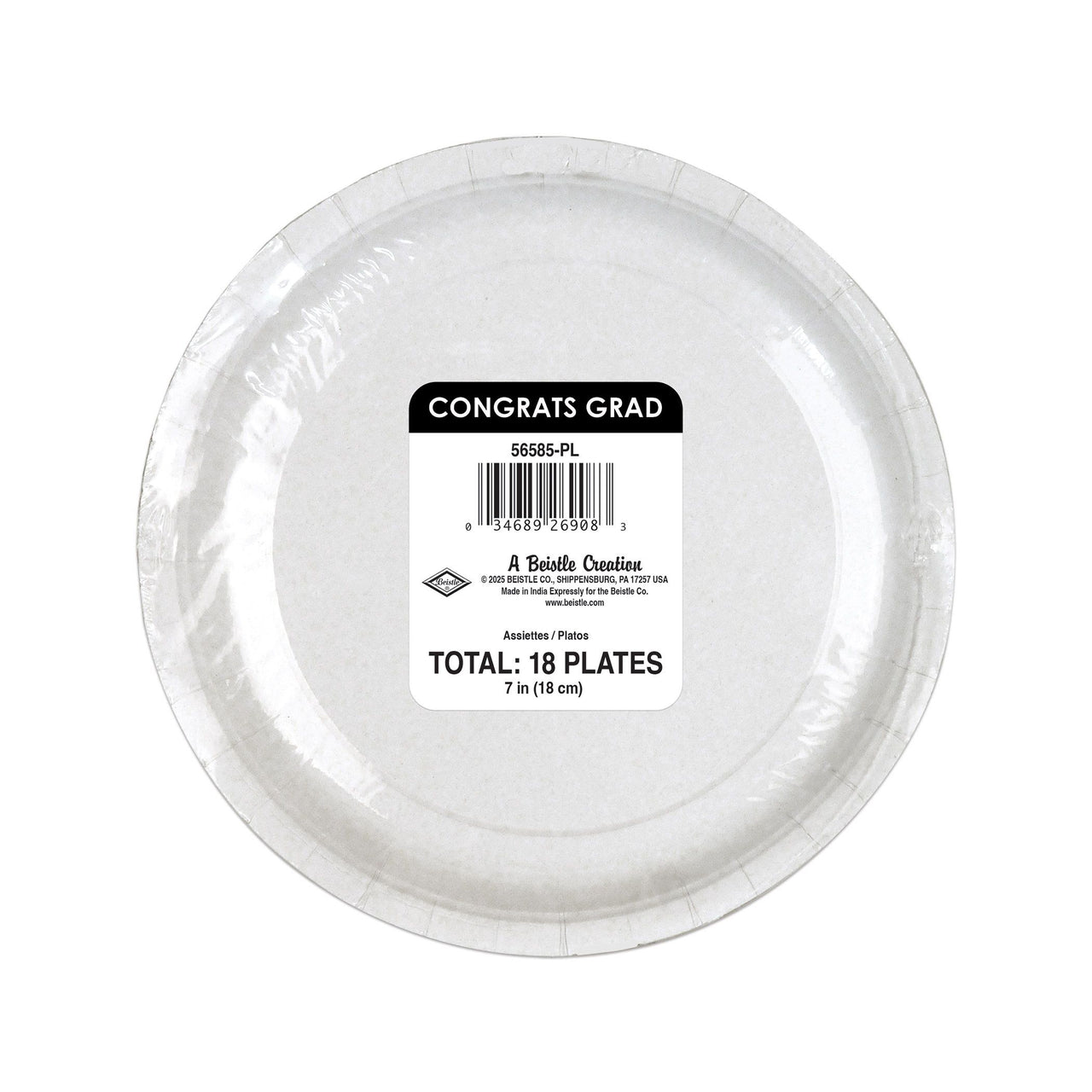 Purple "Congrats Grad" 7" Dessert Plates - 18 Count