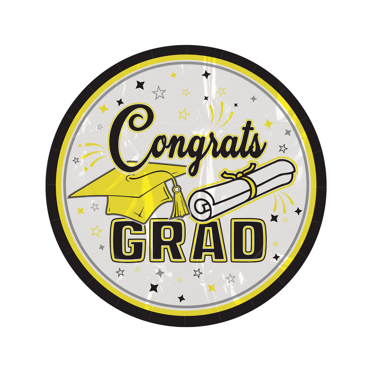 Congrats Grad 7" Yellow Dessert Plates - 18 Pcs
