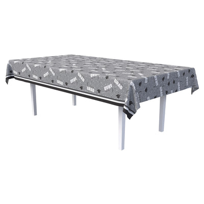 Congrats Grad Black Plastic Tablecover - 54" x 108"