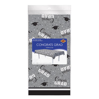 Congrats Grad Black Plastic Tablecover - 54