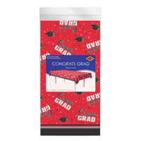 Congrats Grad Red Plastic Tablecover - 54