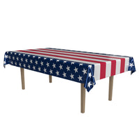 Metallic Stars & Stripes Tablecover - Patriotic Party Decor