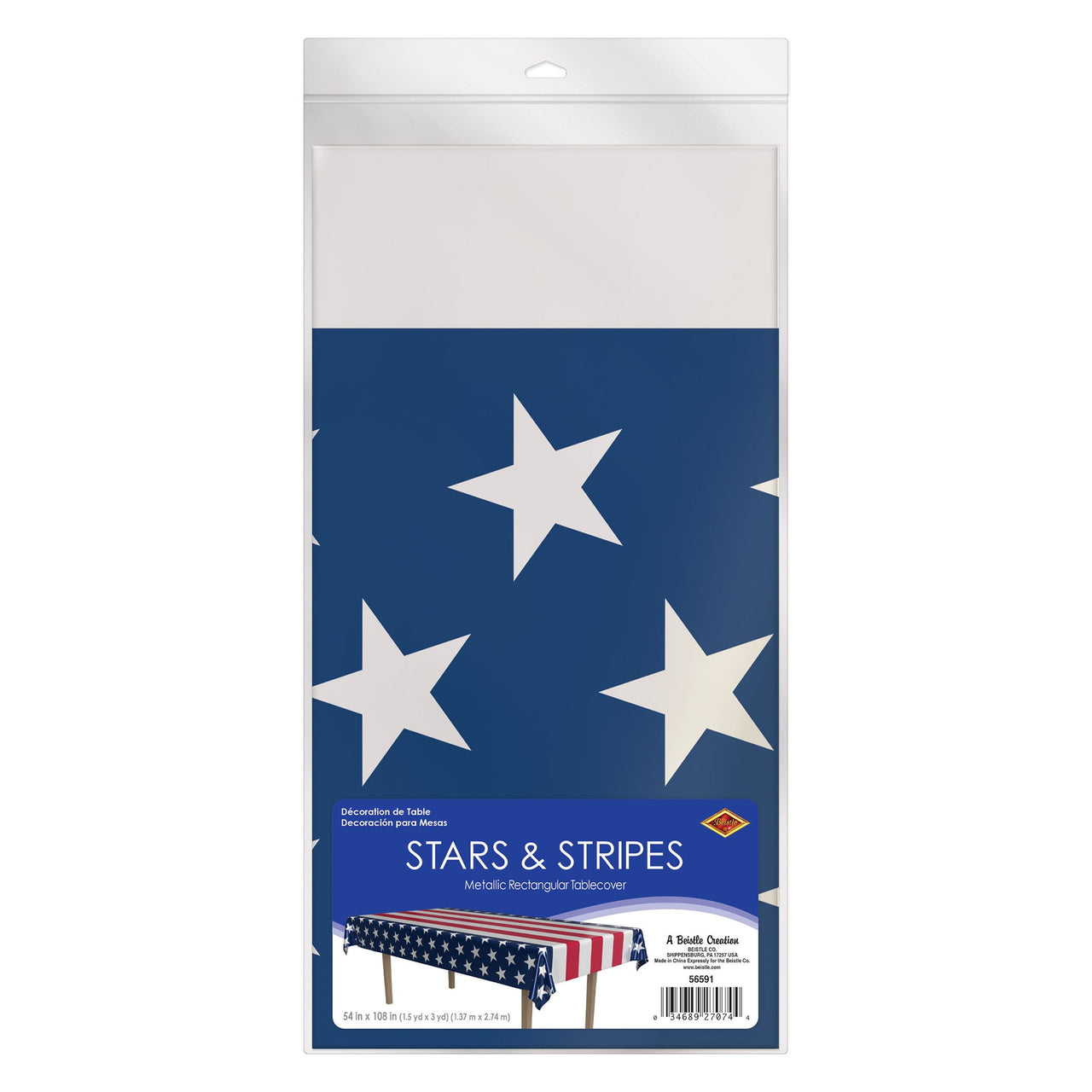 Metallic Stars & Stripes Tablecover - Patriotic Party Decor