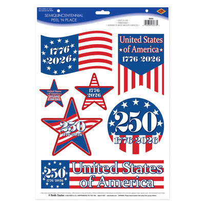 Semiquincentennial Patriotic Peel 'N Place Decals (7/Sheet)