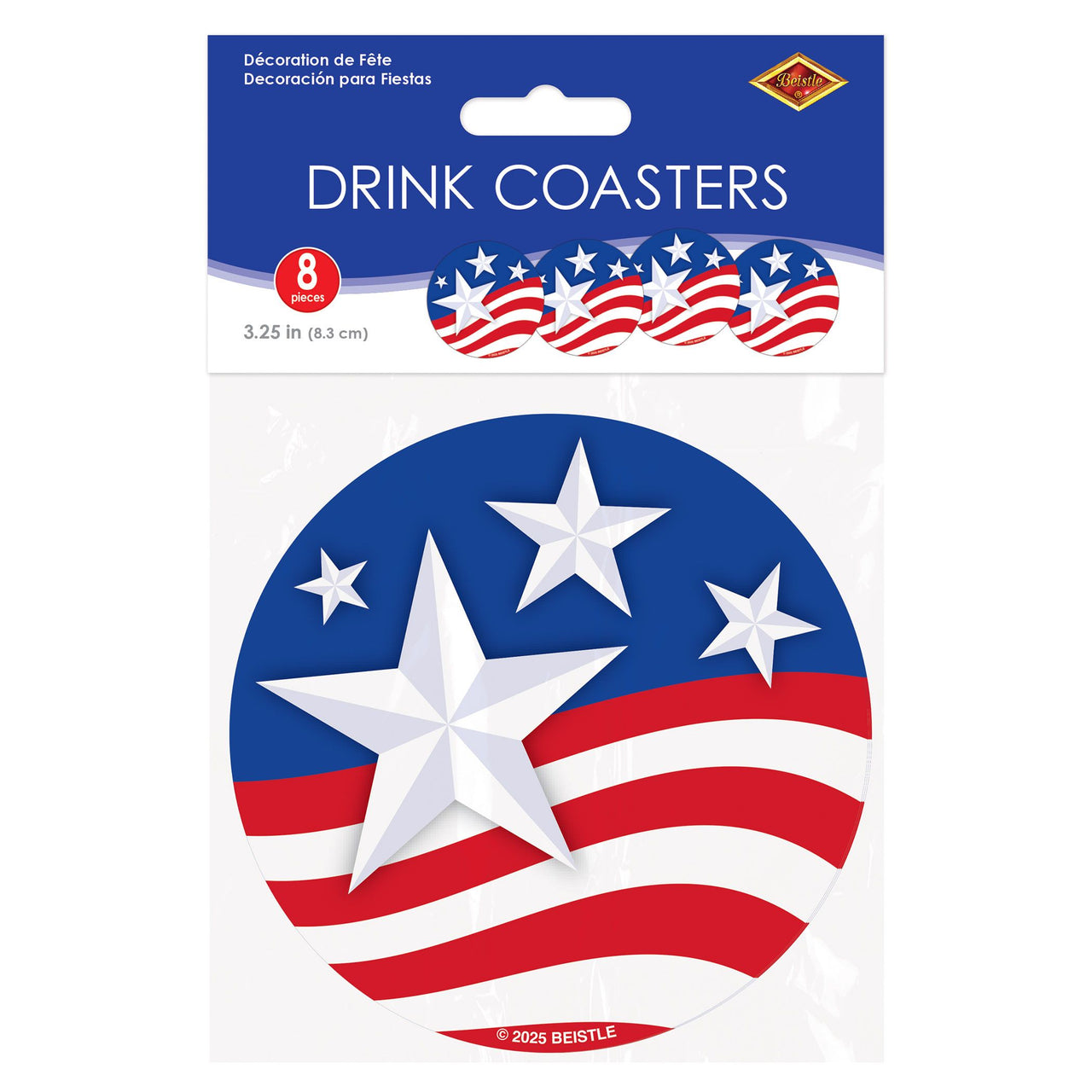 Stars & Stripes Patriotic Coasters - 8-Pack Tableware
