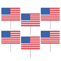 Plastic American Flag Yard Signs - Patriotic Decor (6-Pack)