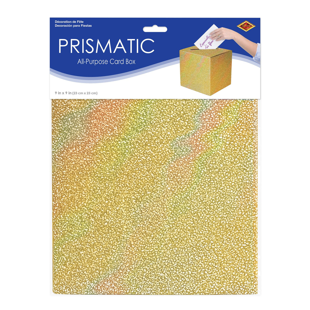 Gold Glitter Prismatic All-Purpose Gift Card Box (9"x9")