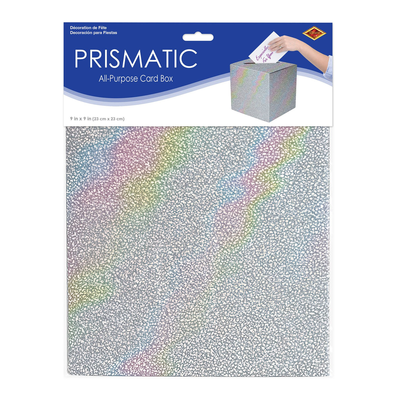 Silver Prismatic Glitter All-Purpose Card Box - 9"x9"