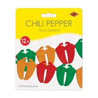 Fiesta Chili Pepper Garland - 12ft Tissue Decoration
