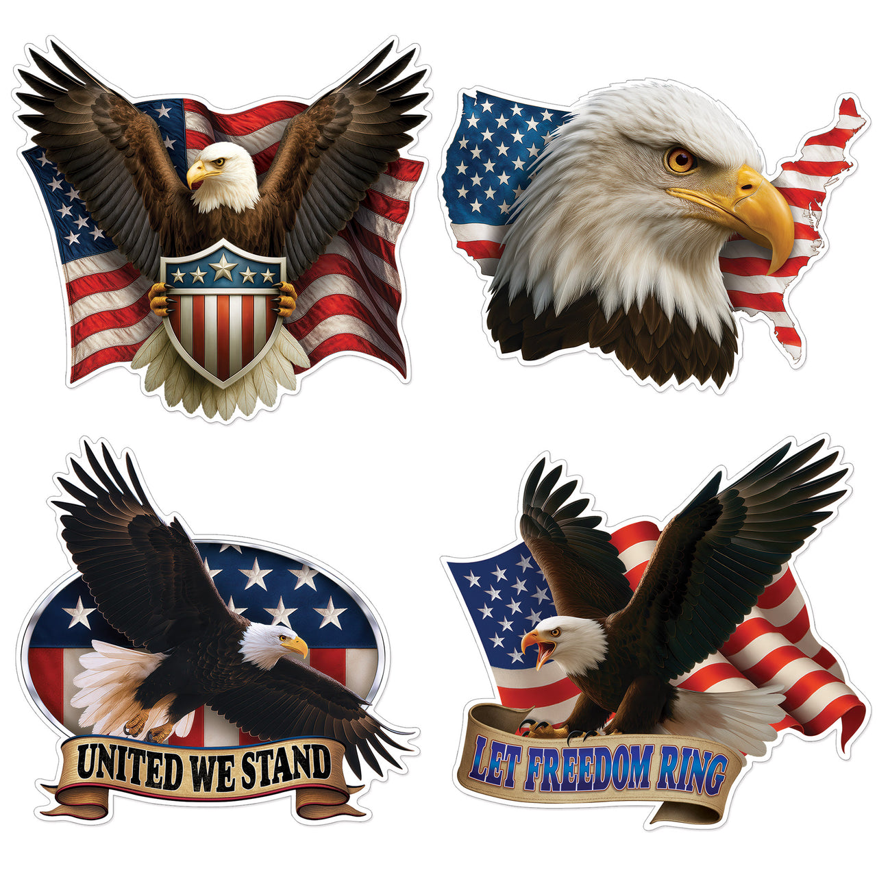 Eagle Cutouts (4-Count) - 9 to 12.25 Inch Patriotic Decor
