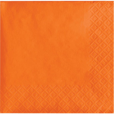 Bulk 500 pc Sunkissed Orange Beverage Napkins 3 ply  - Solid Color Party Tableware by Creative Converting