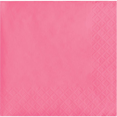 Bulk 240 pc Candy Pink Value Friendly Beverage Napkins  - Solid Color Party Tableware by Creative Converting