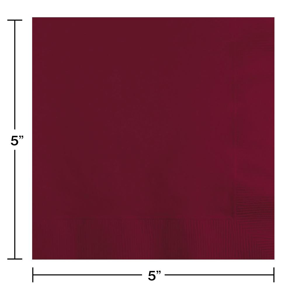 500ct Bulk Burgundy Beverage Napkins 3 ply