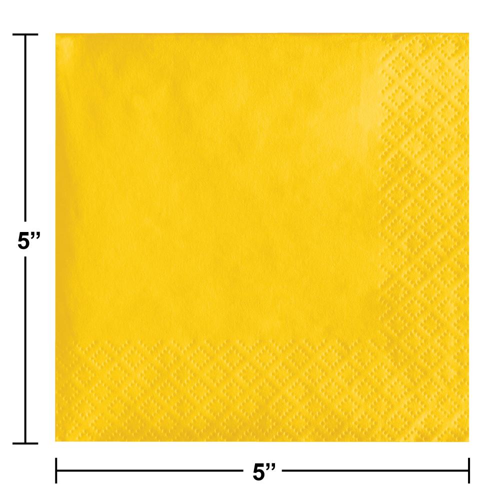 Bulk School Bus Yellow Value Friendly Beverage Napkins (240 per Case)