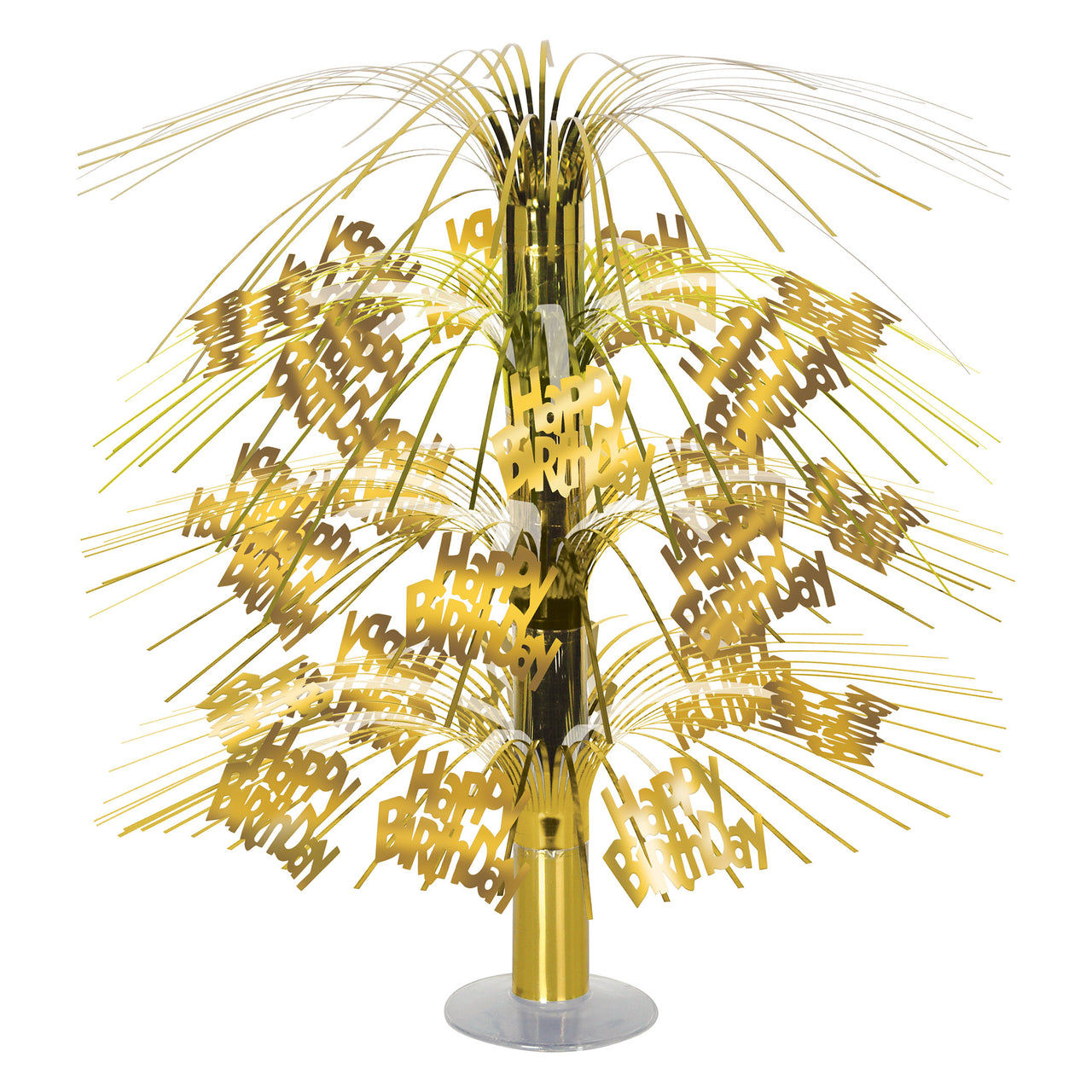 Gold Happy Birthday Cascade Centerpiece - 18 Inch Table Decor