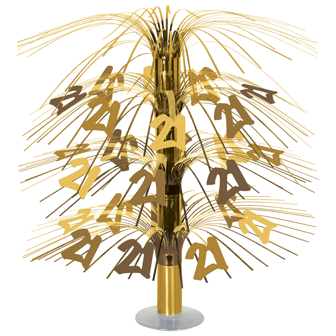 Gold 21 Cascade Centerpiece - 18 Inch 21st Birthday Table Decor