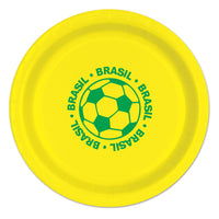 Brazil Soccer Party Plates - 9-inch Dinner Plates (8-count)