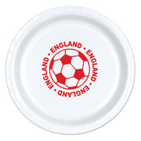 England Soccer Party Plates - 9 Inch Dinner Plates (8 Pack)
