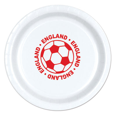 England Soccer Party Plates - 9 Inch Dinner Plates (8 Pack)