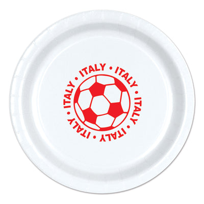 Italy Soccer Plates - 9 inch Dinner Plates (8-Pack)