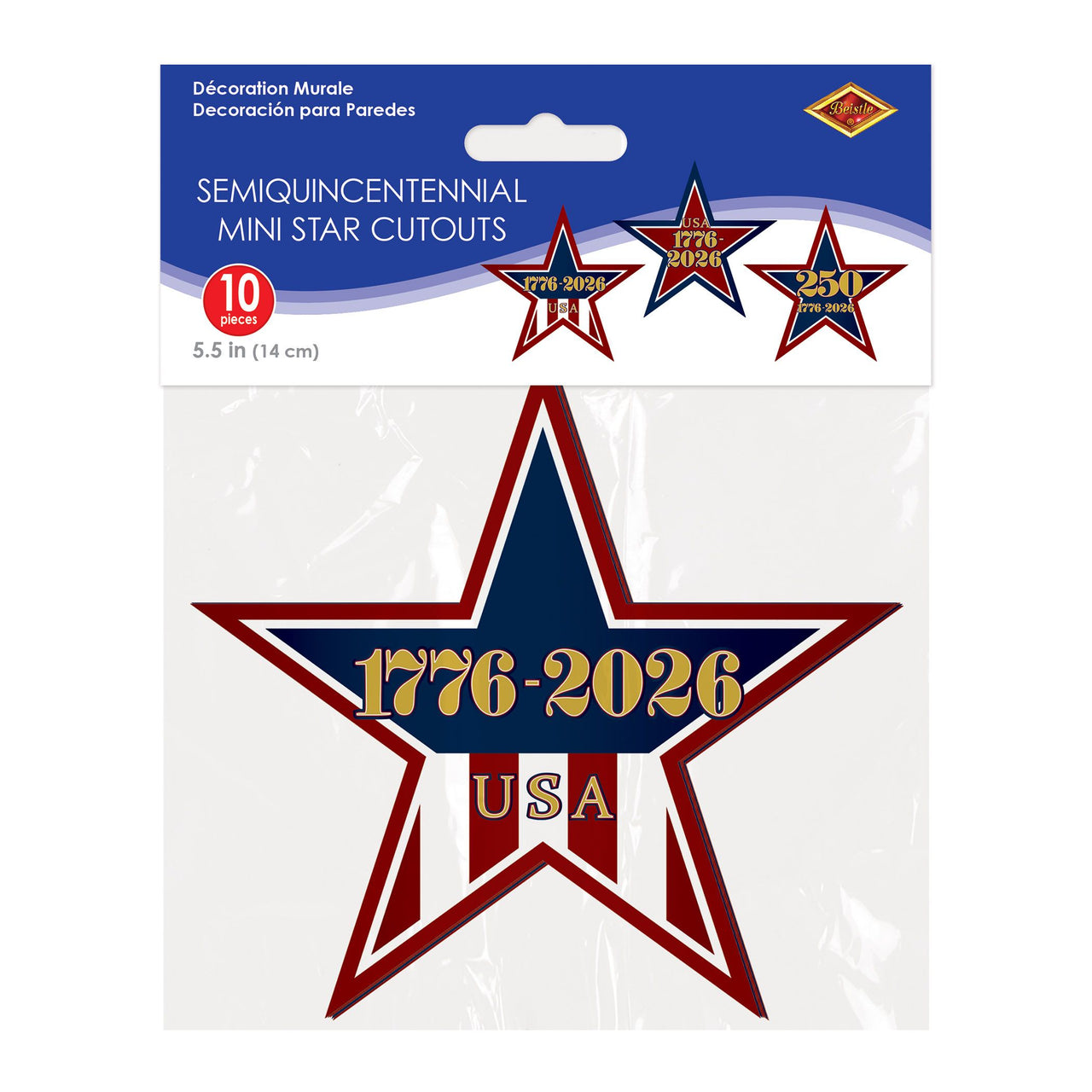 Semiquincentennial Mini Star Cutouts - 5.5 inch (10/Pkg)