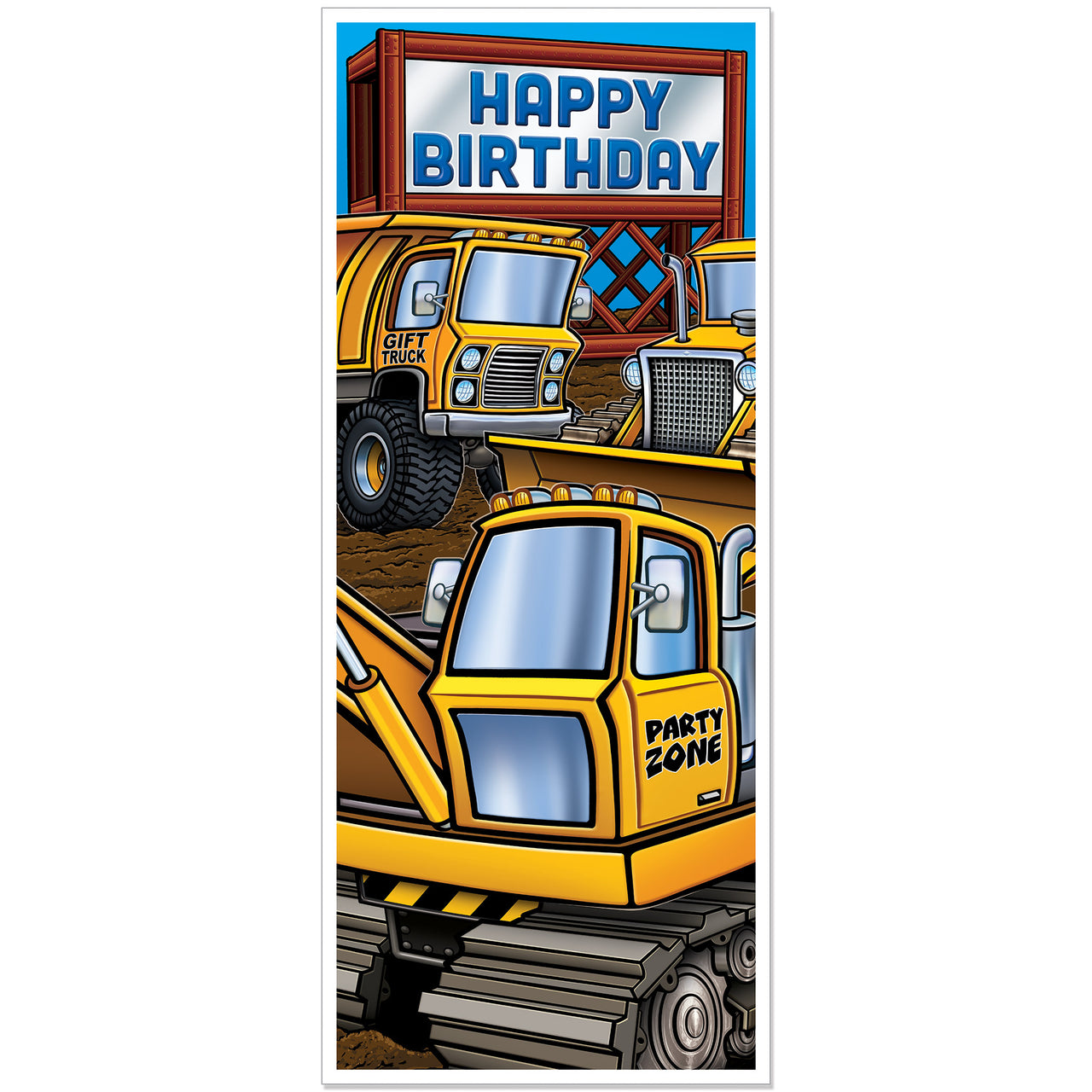 Construction Birthday Door Cover, 6' x 30", Hanging Decorations, Construction, Birthday