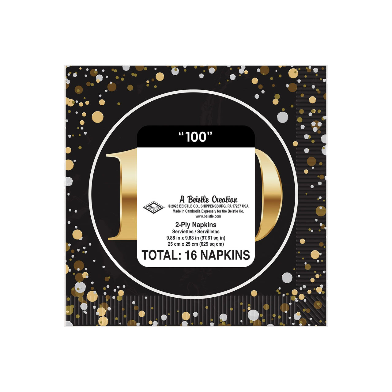 100th Birthday Beverage Napkins - 2-Ply (16/Pkg)