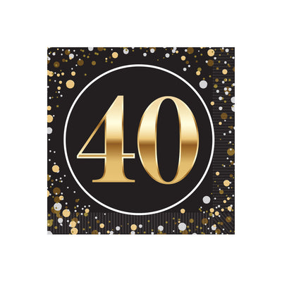 40th Birthday Beverage Napkins  2-Ply Party Supplies