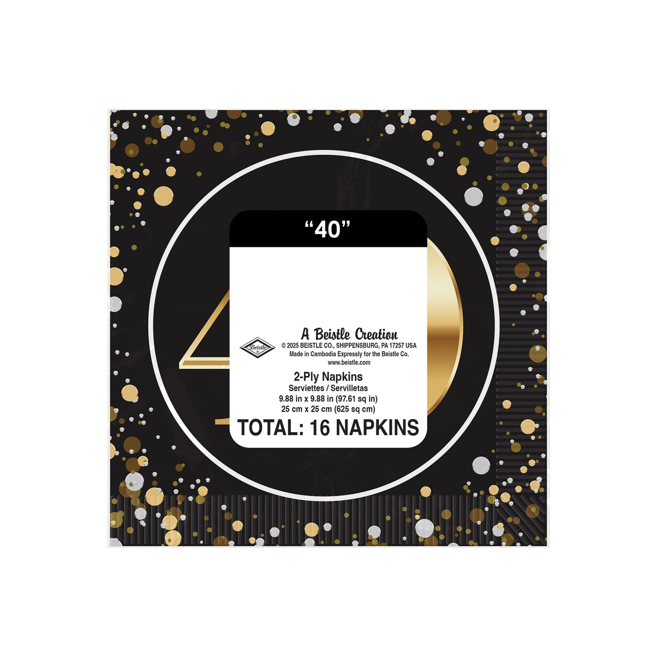 40th Birthday Beverage Napkins  2-Ply Party Supplies