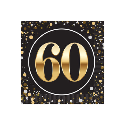 60th Birthday 2-Ply Beverage Napkins - Party Supplies