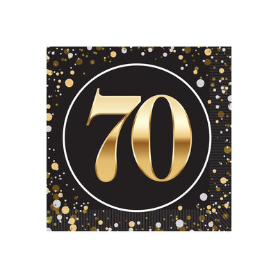 70th Birthday 2-Ply Beverage Napkins - 16 Pack