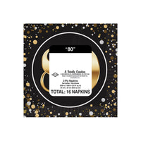 80th Birthday 2-Ply Beverage Napkins - 16 Pack
