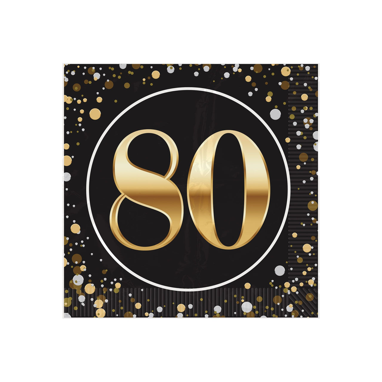 80th Birthday 2-Ply Beverage Napkins - 16 Pack