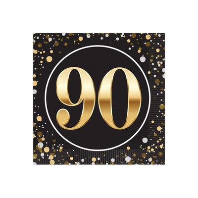 90th Birthday Beverage Napkins - 2-Ply Party Supplies