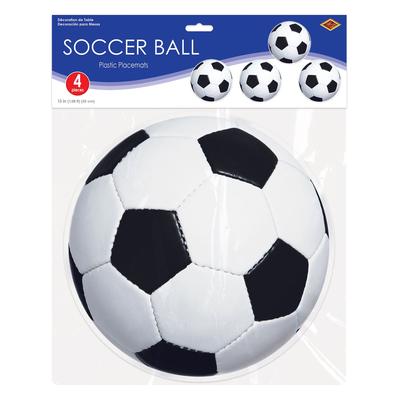 Soccer Ball Placemats - 4 Pack, 13-inch Sporty Table Decor