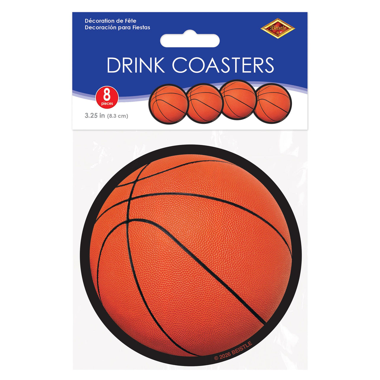 Basketball Coasters - 8-Pack for Sports Theme Parties