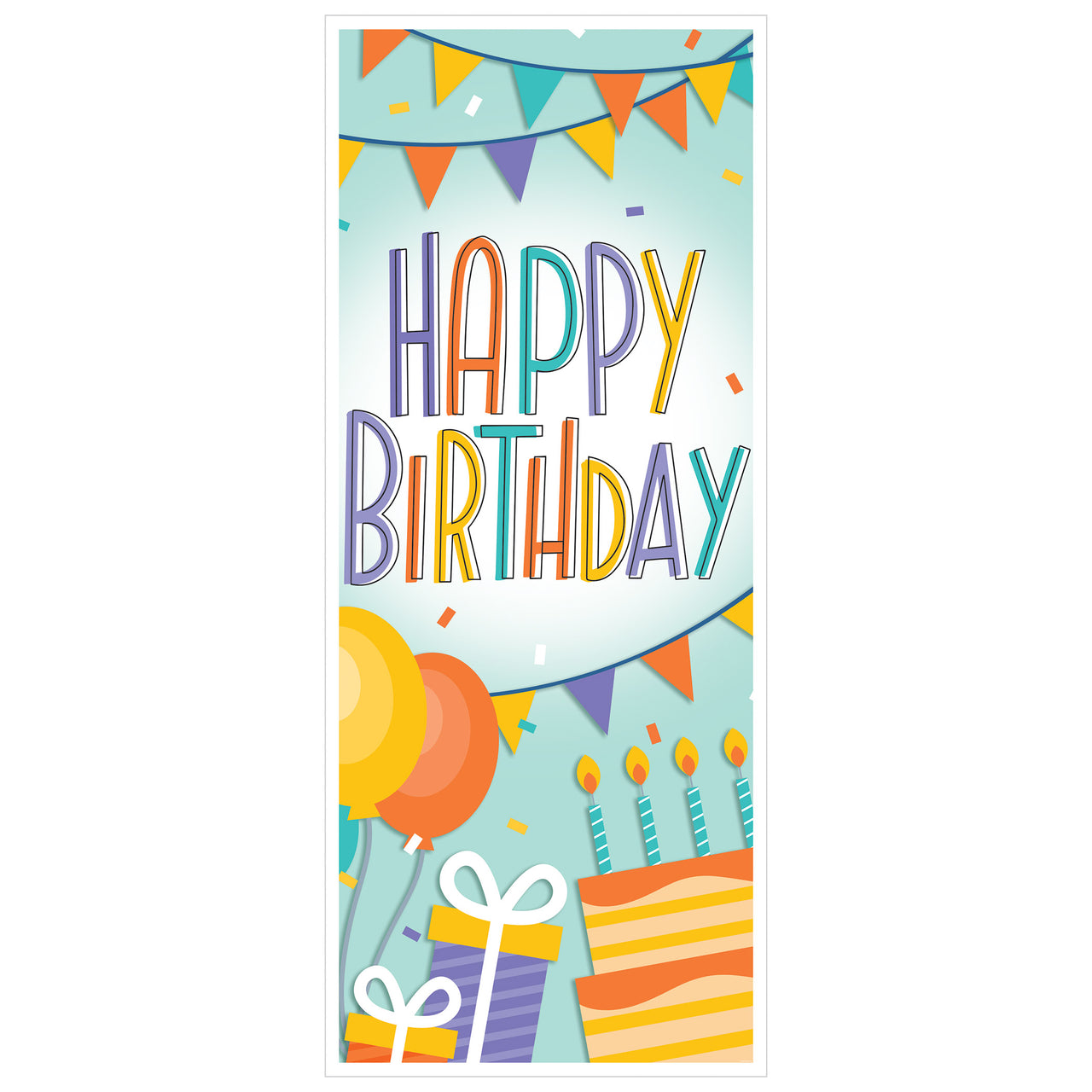 Happy Birthday Door Cover, 6' x 30", Hanging Decorations, Birthday