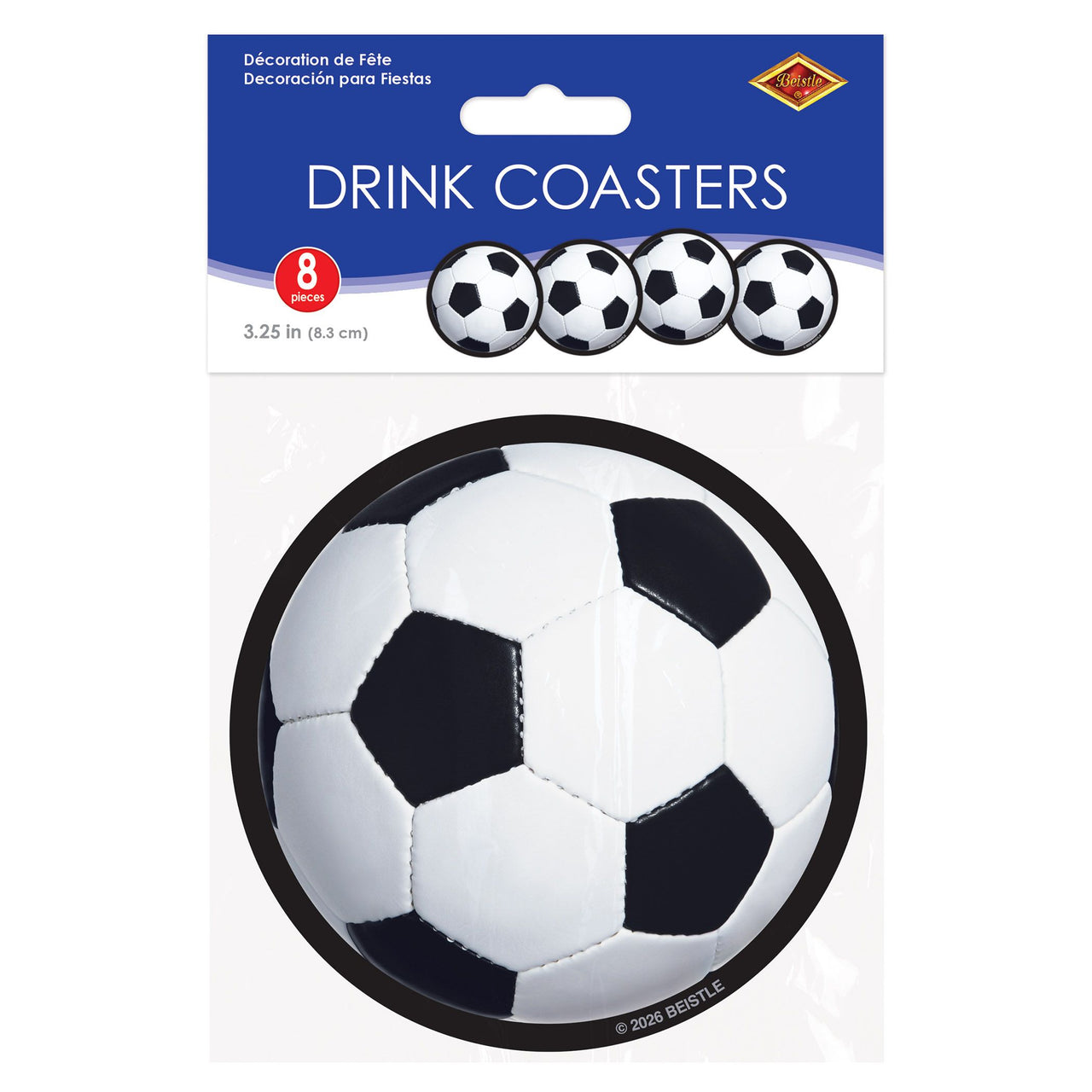 Soccer Ball Coasters - 8-Pack for Sports & Parties