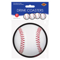 Baseball Coasters - 8-Pack Sports Party Tableware