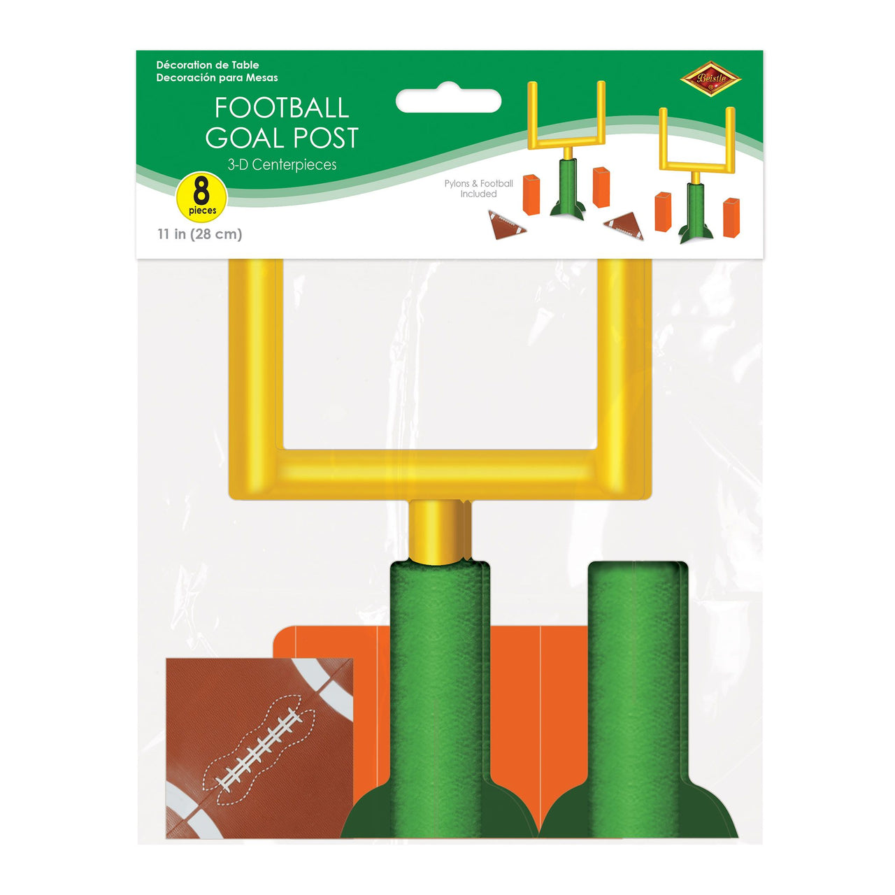 3D Football Goal Post Centerpieces - 11 Inch (2-Pack)