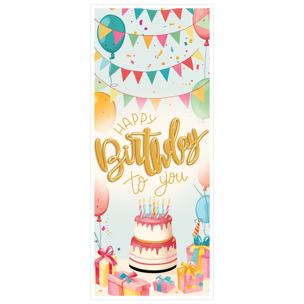 Happy Birthday To You Door Cover, 6' x 30", Hanging Decorations, Birthday