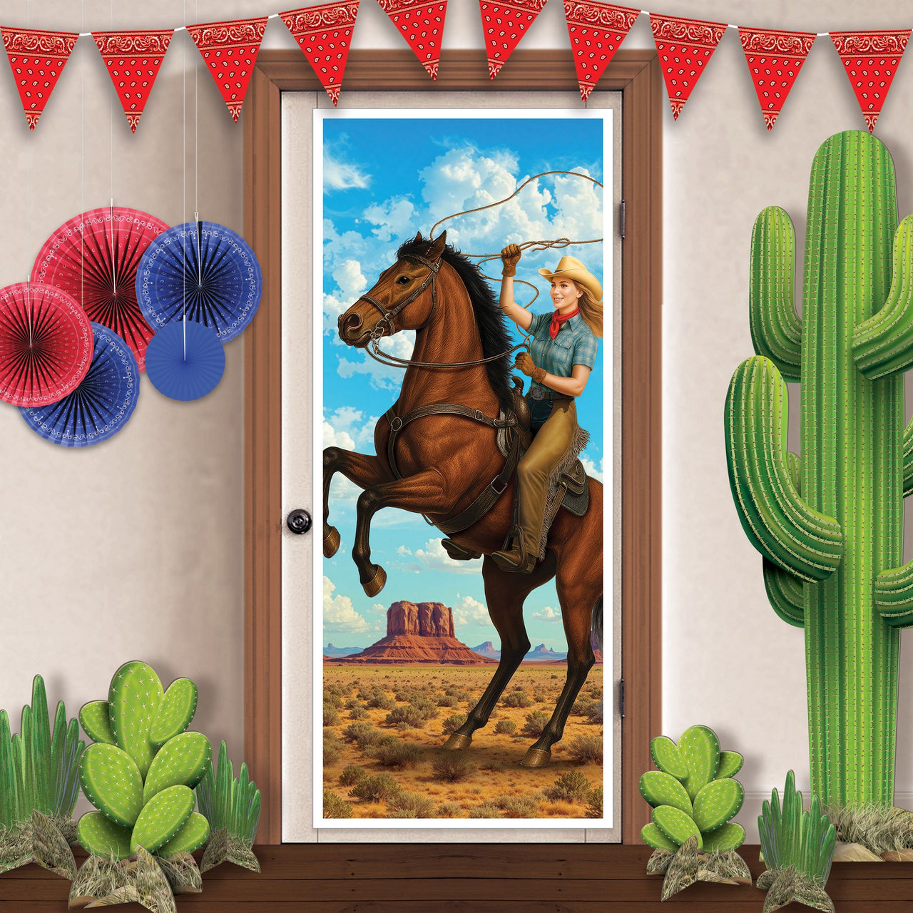 Cowgirl All-Weather Door Cover - Western Party Decor