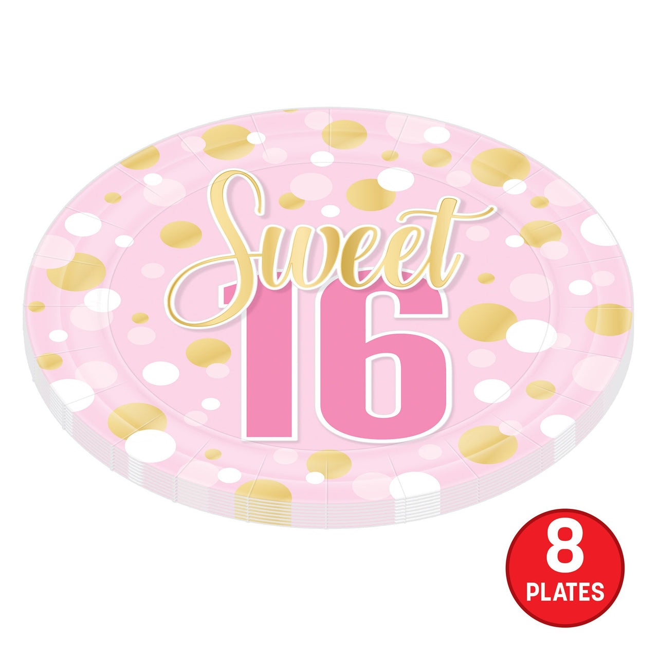Sweet 16 Birthday Dinner Plates - 9 Inch (8 Count)