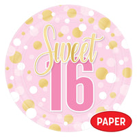 Sweet 16 Birthday Dinner Plates - 9 Inch (8 Count)
