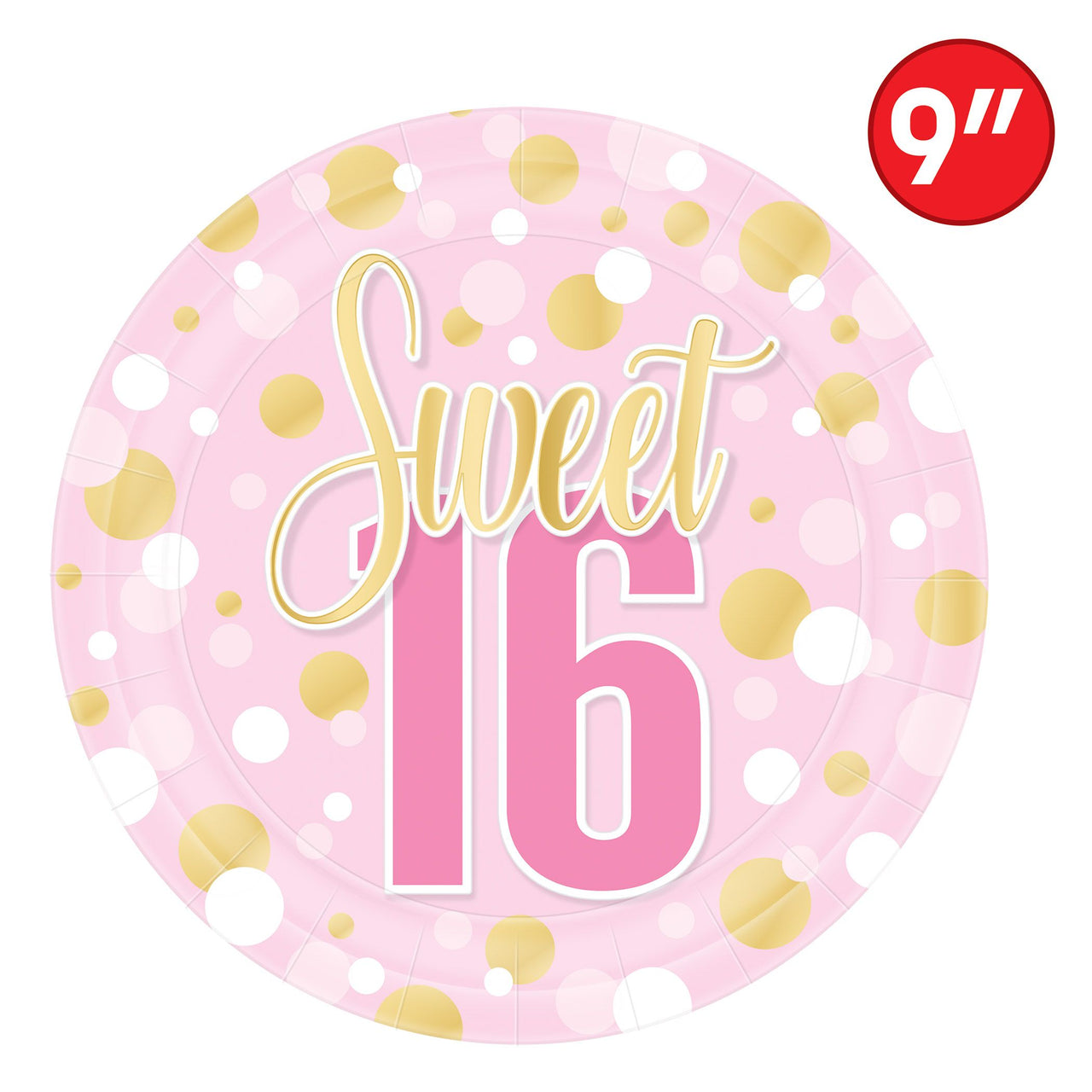 Sweet 16 Birthday Dinner Plates - 9 Inch (8 Count)