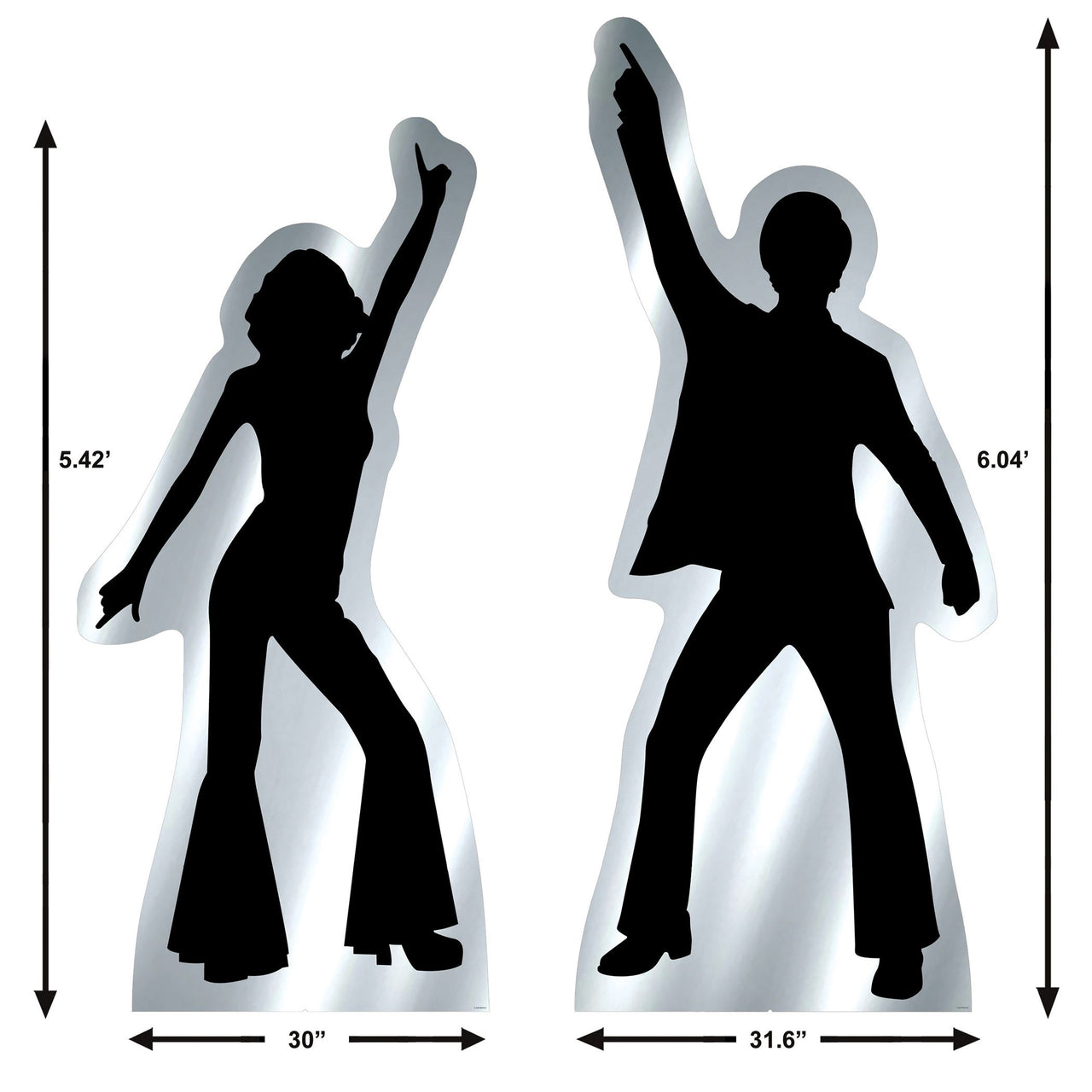 Retro 70s Silhouette Stand-Ups - Groovy Party Decor (2-Pack)