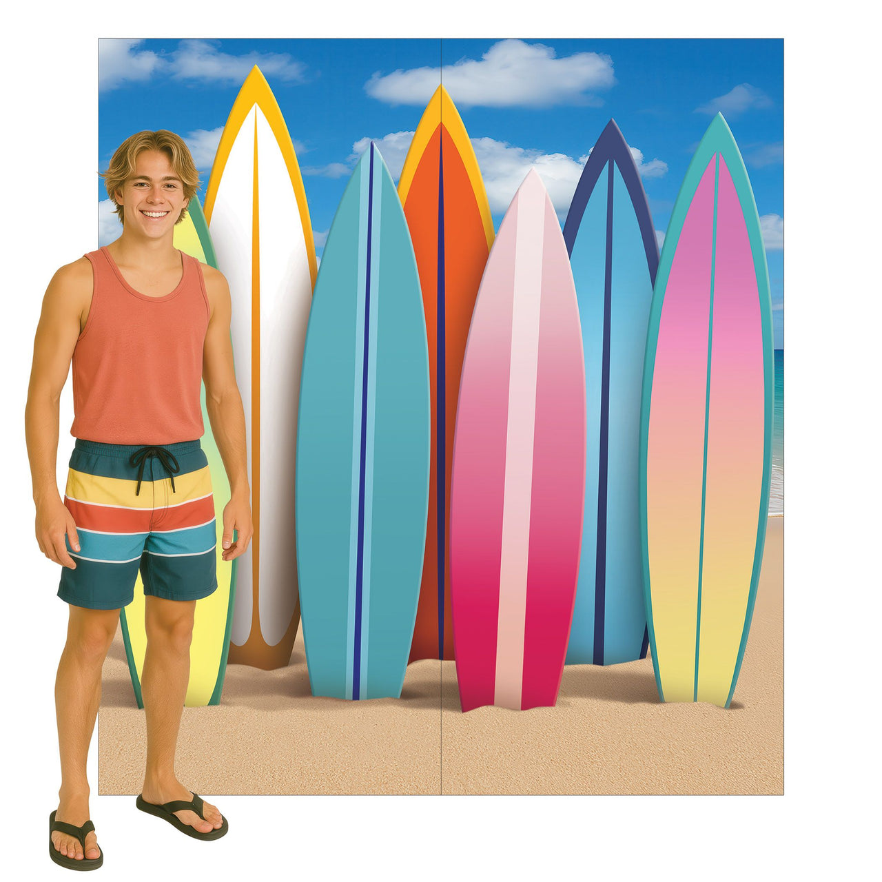 Giant Surfboard Photo Prop - Luau Party Decor (7ft x 6ft)